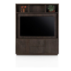 Gijon, meuble tv + partie haute 180 cm - 2-portes + 2-tiroirs + 3-niches + plinthe