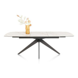 Padova, table a rallonge 180 (+ 60) x 90 cm - ceramique sur verre - blanc