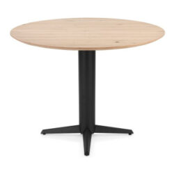 Caletta, table de bar rond 120 cm. - plateau en ch&ecirc;ne - pied central noir - Natural