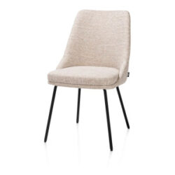 Isaac, eetkamerstoel - 4-pootjes - rough off black - stof Bellini - Creme