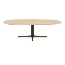 Caletta, table ovale 240 x 105 cm. - plateau en chêne - pied central steelbrown - Natural