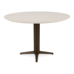Caletta, table de bar rond 150 cm. - plateau en HPL Primo Laminato - pied central steelbrown - Travertin