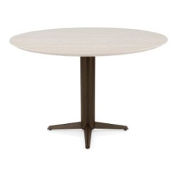 Caletta, bartafel rond 150 cm. - HPL Primo Laminato blad - centrale teenpoot steelbrown - Travertin