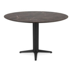 Caletta, bartafel rond 150 cm. - HPL Primo Laminato blad - centrale teenpoot zwart - Marble brown