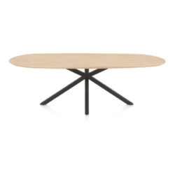 Caletta, table ovale 240 x 105 cm. - plateau en chêne - pied central en croix graphite - Natural