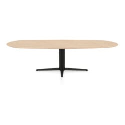 Caletta, table ovale 270 x 110 cm. - plateau en ch&ecirc;ne - pied central noir - Natural