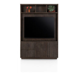 Gijon, meuble tv + partie haute 150 cm - 2-portes + 2-tiroirs + 3-niches + plinthe