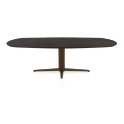 Caletta, table ovale 240 x 105 cm. - plateau en chêne - pied central steelbrown - Basalt