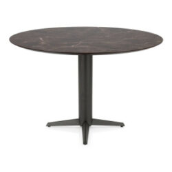 Caletta, table de bar rond 150 cm. - plateau en HPL Primo Laminato - pied central graphite - Marble brown
