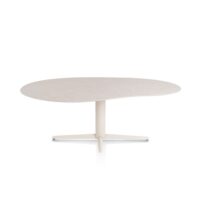 Saluti, eetkamertafel organisch 210 X 120 cm. - centrale teenpoot - creme - Light sand