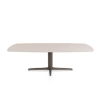 Saluti, eetkamertafel ovaal 240 X 110 cm. - centrale teenpoot - steelbrown - Light sand