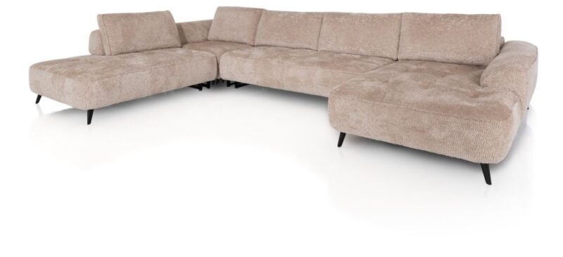 Belluno, Canapé En U À Gauche - Tissu Derby - Beige - Image 2