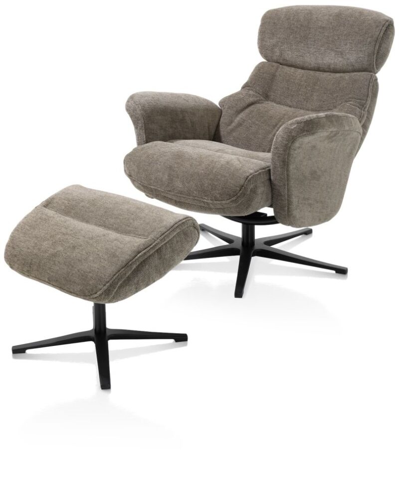 Lazaro, Relaxfauteuil Met Poef - Stof Livigno - Bruin - Afbeelding 3