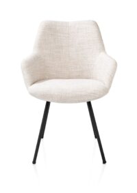 Mats, chaise &agrave; accoudoirs - 4 pieds - rough off black - tissu Luton - Creme