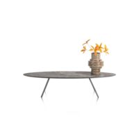 Niora, salontafel 150 x 50 cm - HPL marmer licht grijs - Metal graphite