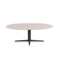 Saluti, eetkamertafel ellips 210 X 105 cm. - centrale teenpoot - rough off black - Light sand