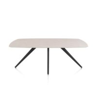 Saluti, eetkamertafel ovaal 210 x 105 cm. - 4 poot - rough off black - Light sand