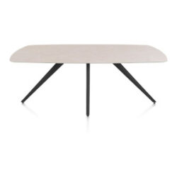 Saluti, table ovale 210 x 105 cm. - 4 pieds - rough off black - Light sand