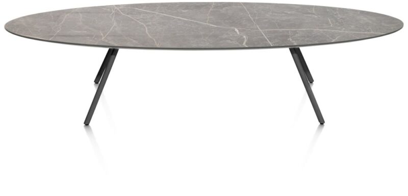 Niora, Salontafel 150 X 50 Cm - Hpl Marmer Licht Grijs - Metal Graphite - Afbeelding 3