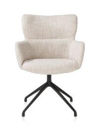 Sage, armstoel draaibaar - rough off black - stof Luton - Creme