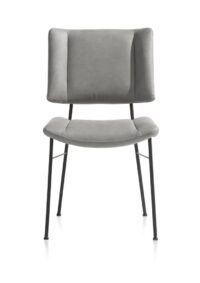 Tatum, chaise - pieds noir - tissu Pala - Gris clair