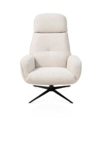 Bobbian, relaxfauteuil met draaifunctie, stof Sevilla creme, frame zwart metaal