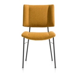 Tatum, chaise - pieds noir - tissu Ponti - Jaune ocre