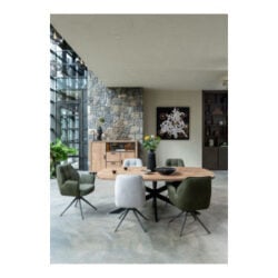 Bell, chaise - pi&eacute;tement noir - pivotante - relax - confort ressorts - tissu Calabria - Caillou
