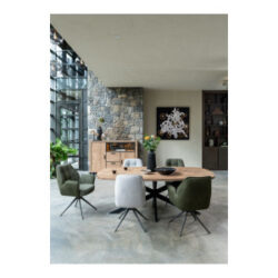 Bell, eetkamerstoel - zwart frame - draaibaar - relax - pocket - stof Calabria - Kiezel