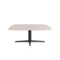 Saluti, eetkamertafel ovaal 180 X 105 cm. - centrale teenpoot - rough off black - Light sand