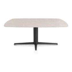 Saluti, table ovale 180 X 105 cm. - pied central - noir - Light sand