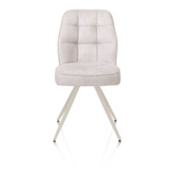 Bell, chaise - piétement crème - confort ressorts - tissu Calabria - Caillou