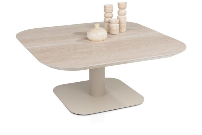 Brianto, Salontafel 90 X 90 Cm - Keramiek Blad Travertin - Afbeelding 2