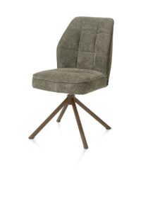 Bell, eetkamerstoel - steelbrown frame recht - draaibaar - pocket - combi Calabria/Vada - mosgroen
