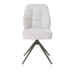 Bell, eetkamerstoel - grafiet frame - draaibaar - relax - pocket - combi Calabria/Vada - Kiezel