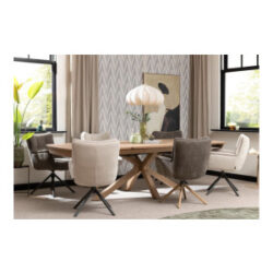 Juna, chaise &agrave; accoudoirs - pi&eacute;tement rough off black avec function relax - pivotante - tis