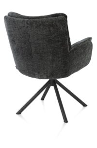 Juna, chaise &agrave; accoudoirs - pi&eacute;tement rough off black - pivotante - tissu Livigno - Image 3