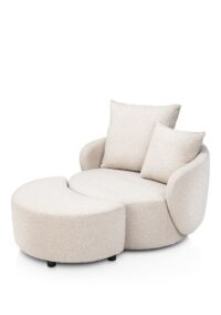 Elise, draaifauteuil met poef - stof Cloudy