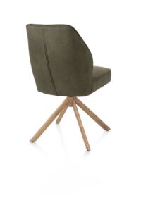 Bell, chaise - piétement aspect chêne - pivotante - confort ressorts - tissu Calabria - vert mousse - Image 3