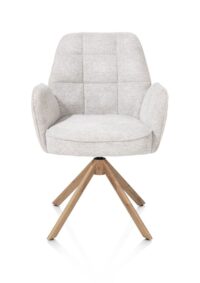 Bell, chaise &agrave; accoudoirs - pi&eacute;tement aspect ch&ecirc;ne - pivotante - confort ressorts - combi Calabria/Vada - Caillou