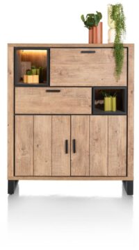 Pavarotti, highboard 125 cm - 2-deuren + 1-lade + 1-klep + 2-niches (+ LED)
