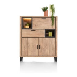 Pavarotti, armoire 125 cm - 2-portes + 1-tiroir + 1-porte rabattante + 2-niches (+ LED)