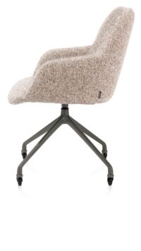 Mats, armstoel aluminium frame wielen grafiet - stof Luton crème - Koper - Afbeelding 3