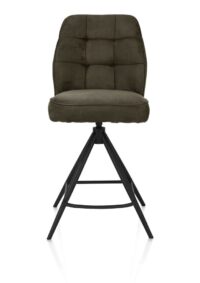 Bell, barstoel - zwart frame - draaibaar - pocket - stof calabria - mosgroen