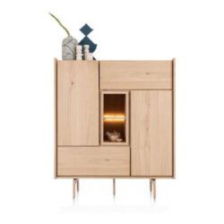 Valgard, buffet haut 120 cm - 2-portes + 2-tiroirs + 2-niches (+ LED)