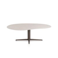 Saluti, eetkamertafel organisch 210 X 120 cm. - centrale teenpoot - steelbrown - Light sand