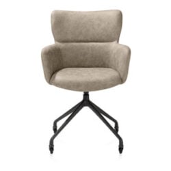 Sage, chaise à accoudoirs + roulettes - pietement aluminium rough off black - tissu Oregon - beige