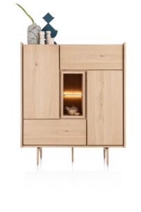 Valgard, highboard 120 cm - 2-deuren + 2-laden + 2-niches (+ LED)