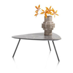 Niora, table basse 85 x 77 cm - Primo Laminato marble light grey - Metal graphite