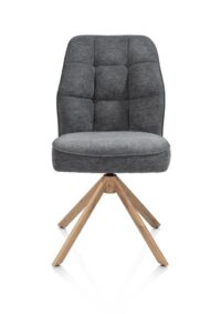 Bell, eetkamerstoel - eikenprint frame - draaibaar - pocket - combi Calabria/Vada - Antraciet